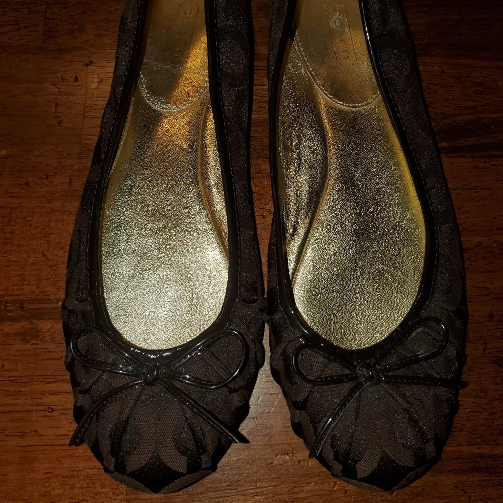 EUC Coach brown monogram flats